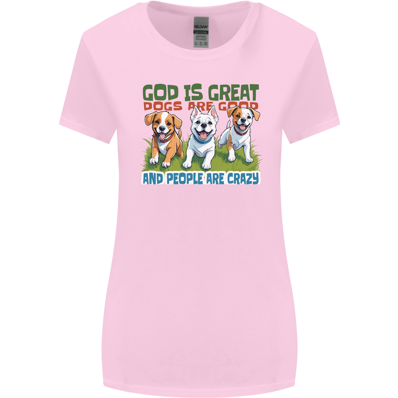 Dogs God is Great Christian Christianity Jesus Womens Wider Cut T-Shirt Light Pink