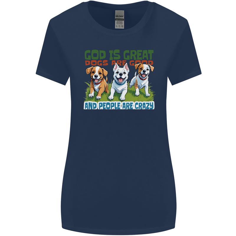 Dogs God is Great Christian Christianity Jesus Womens Wider Cut T-Shirt Navy Blue