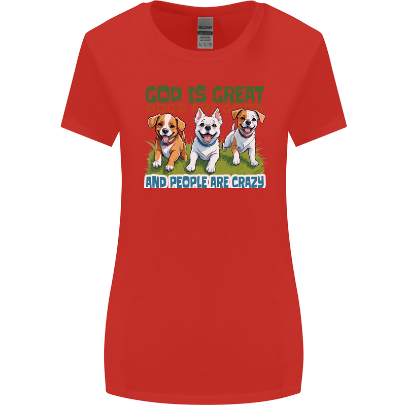 Dogs God is Great Christian Christianity Jesus Womens Wider Cut T-Shirt Red