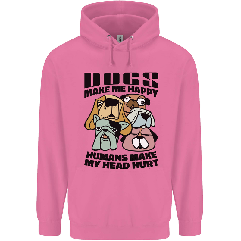 Dogs Make Me Happy Funny Mens 80% Cotton Hoodie Azelea
