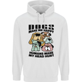 Dogs Make Me Happy Funny Mens 80% Cotton Hoodie White