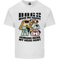 Dogs Make Me Happy Funny Mens Cotton T-Shirt Tee Top White