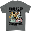 Dogs Make Me Happy Funny Mens T-Shirt 100% Cotton Charcoal