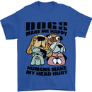 Dogs Make Me Happy Funny Mens T-Shirt 100% Cotton Royal Blue