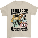 Dogs Make Me Happy Funny Mens T-Shirt 100% Cotton Sand