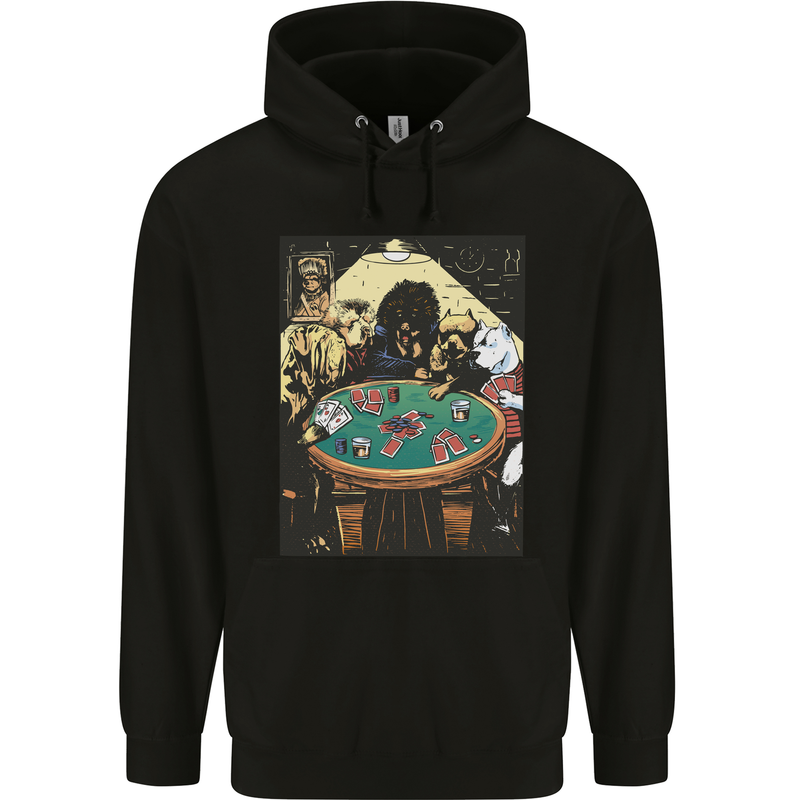 Dogs Playing Poker Mens 80% Cotton Hoodie Black