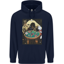 Dogs Playing Poker Mens 80% Cotton Hoodie Navy Blue