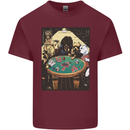 Dogs Playing Poker Mens Cotton T-Shirt Tee Top Maroon