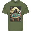 Dogs Playing Poker Mens Cotton T-Shirt Tee Top Military Green