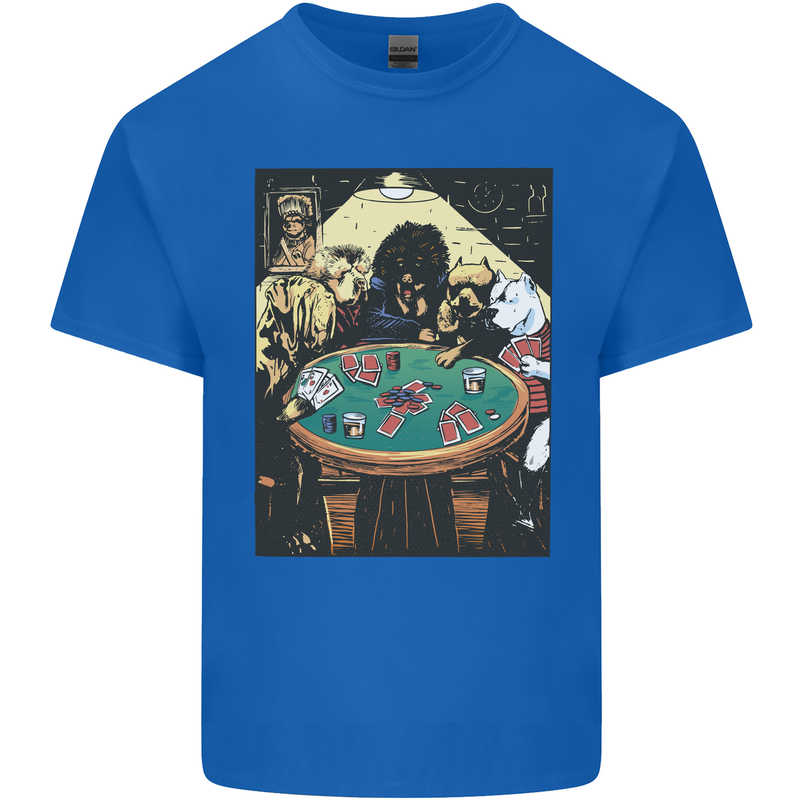 Dogs Playing Poker Mens Cotton T-Shirt Tee Top Royal Blue