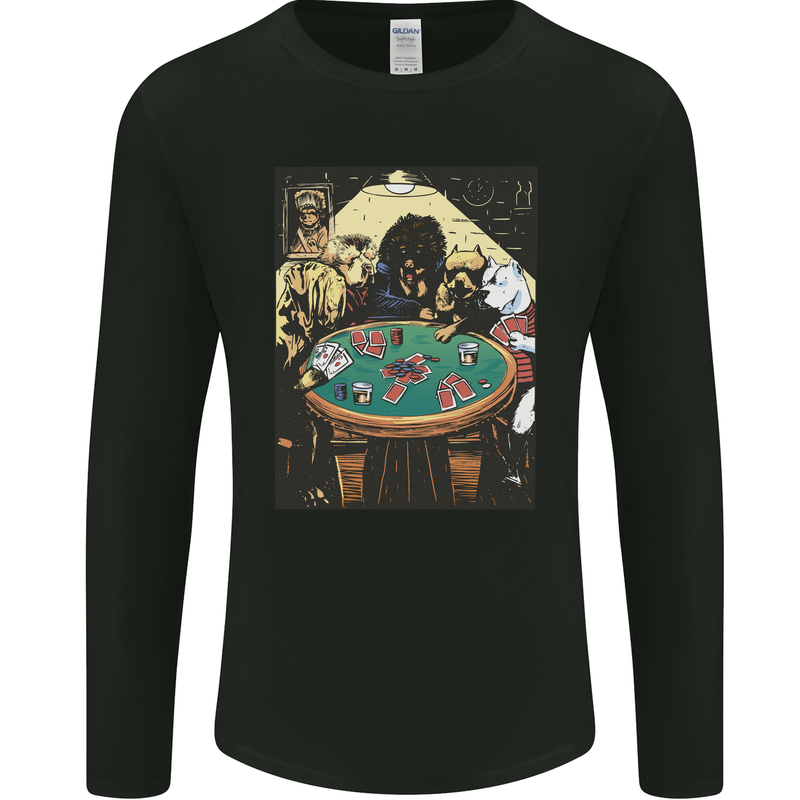 Dogs Playing Poker Mens Long Sleeve T-Shirt Black