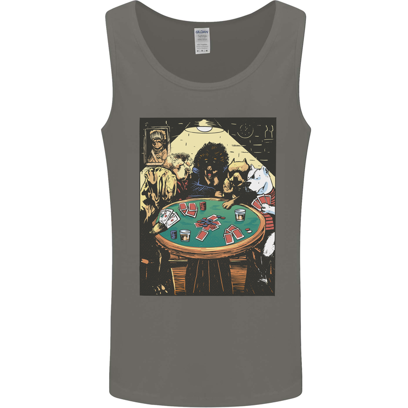 Dogs Playing Poker Mens Vest Tank Top Charcoal