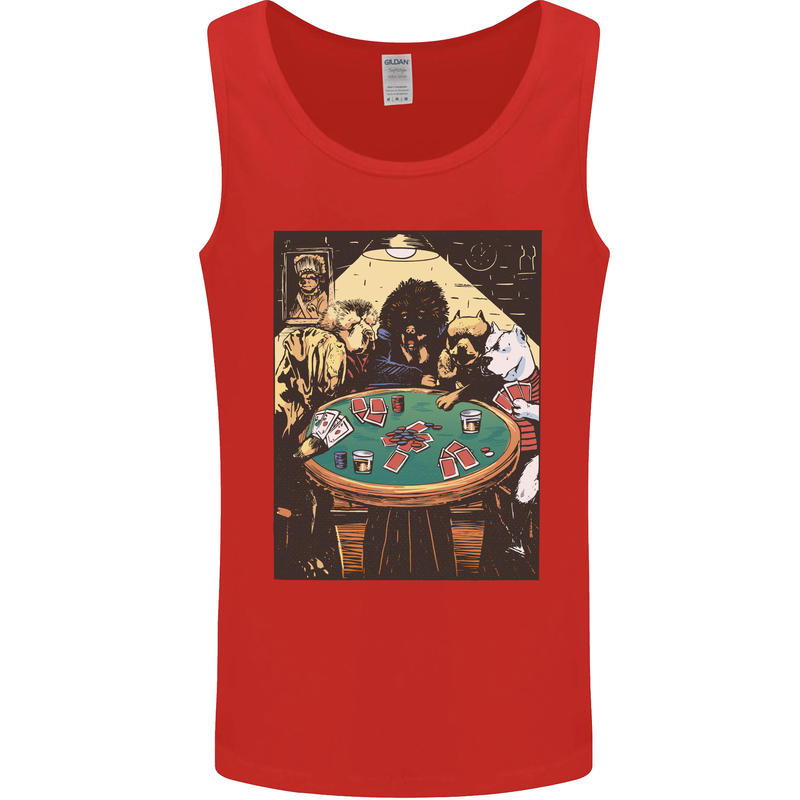 Dogs Playing Poker Mens Vest Tank Top Red