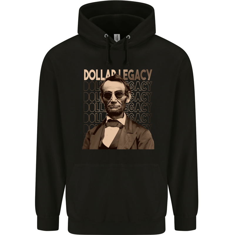 Dollar Legacy Abraham Lincoln Money Cash Hustle Mens 80% Cotton Hoodie Black