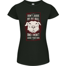 Don't Judge My Pitbull Dog Womens Petite Cut T-Shirt Black