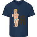 Donald Trump Hes Full of It Sh!#t Funny Mens V-Neck Cotton T-Shirt Navy Blue