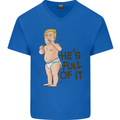 Donald Trump Hes Full of It Sh!#t Funny Mens V-Neck Cotton T-Shirt Royal Blue