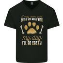 Dont Mess With My Dog Mens V-Neck Cotton T-Shirt Black