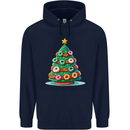 Donut Christmas Tree Funny Xmas Food Mens 80% Cotton Hoodie Navy Blue