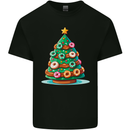 Donut Christmas Tree Funny Xmas Food Mens Cotton T-Shirt Tee Top Black