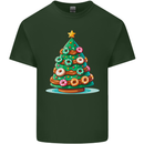 Donut Christmas Tree Funny Xmas Food Mens Cotton T-Shirt Tee Top Forest Green