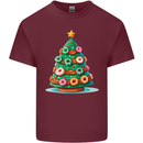 Donut Christmas Tree Funny Xmas Food Mens Cotton T-Shirt Tee Top Maroon