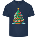 Donut Christmas Tree Funny Xmas Food Mens Cotton T-Shirt Tee Top Navy Blue