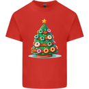 Donut Christmas Tree Funny Xmas Food Mens Cotton T-Shirt Tee Top Red