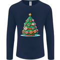 Donut Christmas Tree Funny Xmas Food Mens Long Sleeve T-Shirt Navy Blue