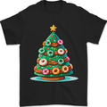 Donut Christmas Tree Funny Xmas Food Mens T-Shirt 100% Cotton Black