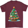 Donut Christmas Tree Funny Xmas Food Mens T-Shirt 100% Cotton Maroon