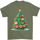 Donut Christmas Tree Funny Xmas Food Mens T-Shirt 100% Cotton Military Green