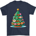 Donut Christmas Tree Funny Xmas Food Mens T-Shirt 100% Cotton Navy Blue