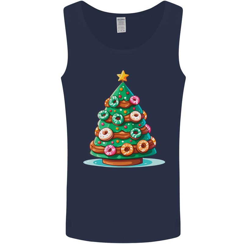 Donut Christmas Tree Funny Xmas Food Mens Vest Tank Top Navy Blue