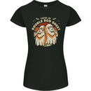 Double Boo Sheet Funny Halloween Womens Petite Cut T-Shirt Black