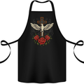 Dove of Redemption Gothic Cross Flowers Art Goth Cotton Apron 100% Organic Black