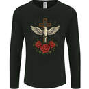 Dove of Redemption Gothic Cross Flowers Art Goth Mens Long Sleeve T-Shirt Black