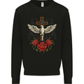 Dove of Redemption Gothic Cross Flowers Art Goth Mens Sweatshirt Jumper Black