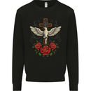 Dove of Redemption Gothic Cross Flowers Art Goth Mens Sweatshirt Jumper Black