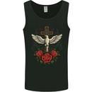 Dove of Redemption Gothic Cross Flowers Art Goth Mens Vest Tank Top Black