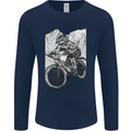 Downhill Mountain Biking DH Bike Cycling Mens Long Sleeve T-Shirt Navy Blue