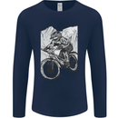 Downhill Mountain Biking DH Bike Cycling Mens Long Sleeve T-Shirt Navy Blue