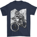 Downhill Mountain Biking DH Bike Cycling Mens T-Shirt 100% Cotton Navy Blue