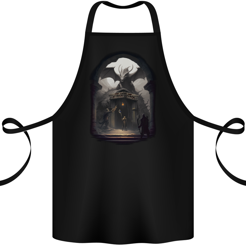 Dragon Cave Fantasy RPG Role Play Games Cotton Apron 100% Organic Black