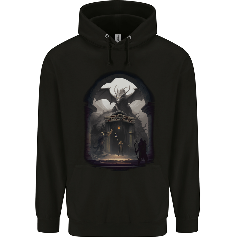 Dragon Cave Fantasy RPG Role Play Games Mens 80% Cotton Hoodie Black