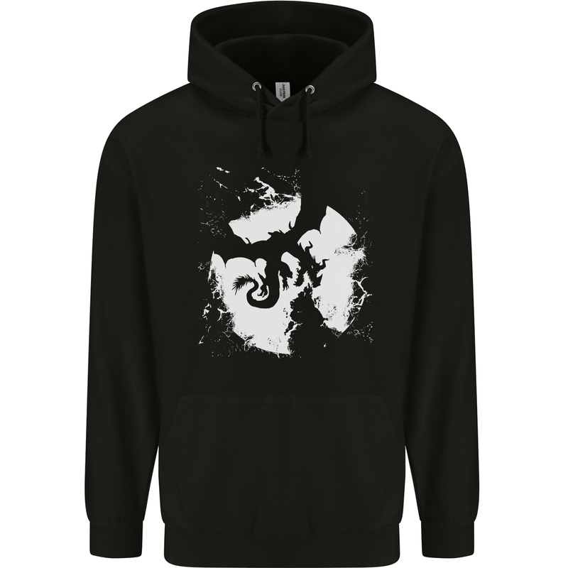 Dragon Moon Fantasy Mens 80% Cotton Hoodie Black