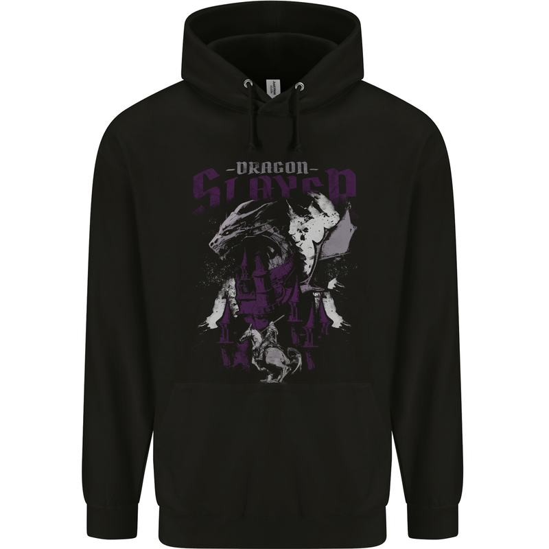 Dragon Slayer St George Crusader Knight Templar Mens 80% Cotton Hoodie Black