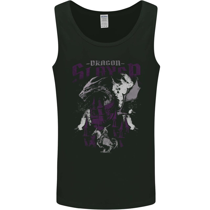 Dragon Slayer St George Crusader Knight Templar Mens Vest Tank Top Black