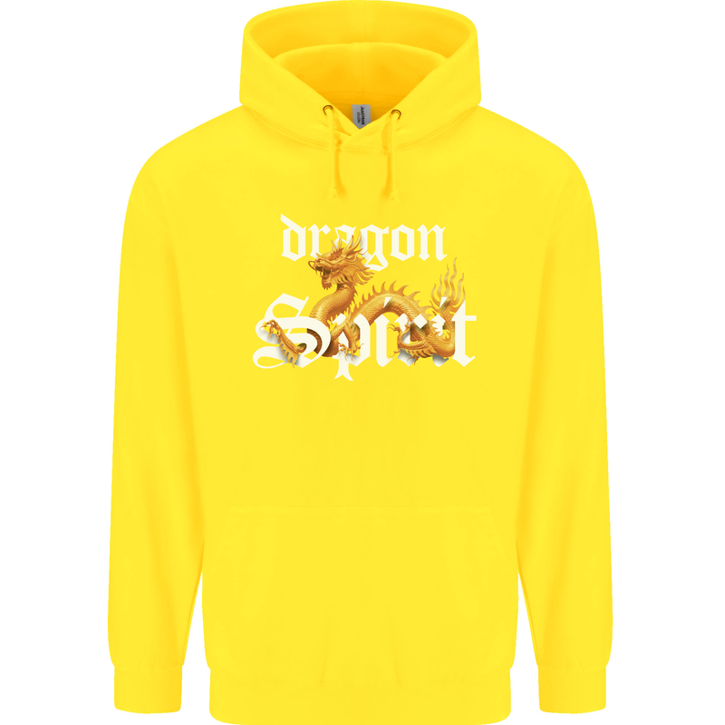 Dragon Spirit Fantasy Childrens Kids Hoodie Yellow