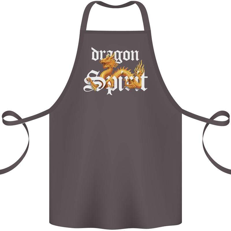 Dragon Spirit Fantasy Cotton Apron 100% Organic Dark Grey